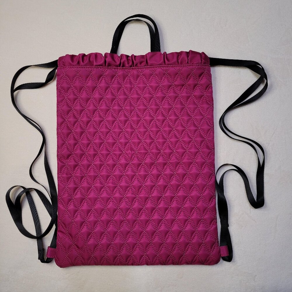 Fabletics - Raspberry, Quilted, Drawstring Backpa… - image 2